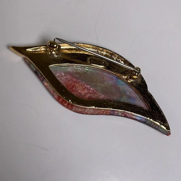 Vintage Butler Abalone Shell & Rhinestone Brooch Pin - Picture 5 of 10
